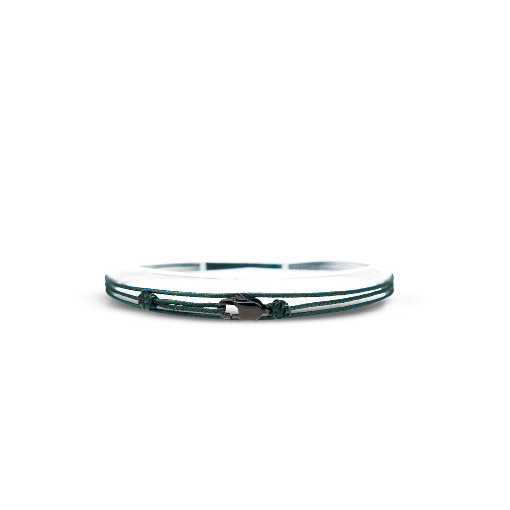 Cord anklet with clasp - Emerald with black clasp