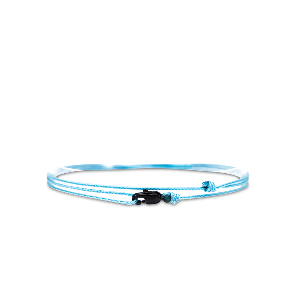 Cord bracelet with clasp - Light blue with black clasp